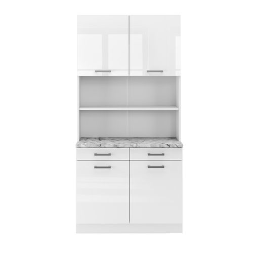 Bloc Cuisine R-line 40042 Blanc Haute Brillance 100cm , Pt Marbre