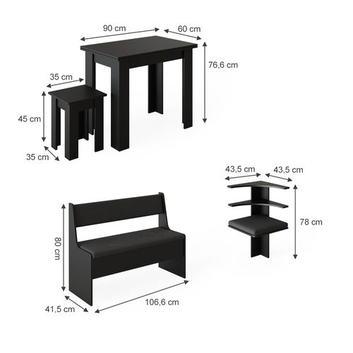 Groupe De Banquettes Dangle Roman 40262 Noir 150x150cm Avec Table