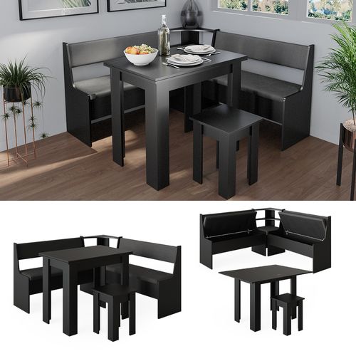Groupe De Banquettes Dangle Roman 40262 Noir 150x150cm Avec Table