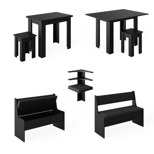 Groupe De Banquettes Dangle Roman 40262 Noir 150x150cm Avec Table