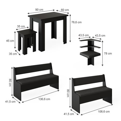 Groupe De Banquettes Dangle Roman 40263 Noir 180x150cm Avec Table