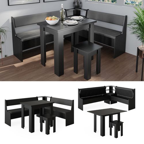 Groupe De Banquettes Dangle Roman 40263 Noir 180x150cm Avec Table