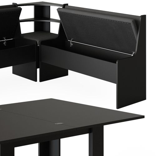 Groupe De Banquettes Dangle Roman 40263 Noir 180x150cm Avec Table