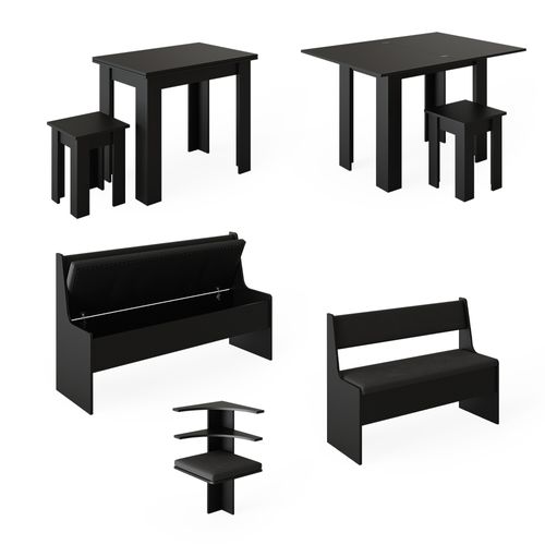 Groupe De Banquettes Dangle Roman 40263 Noir 180x150cm Avec Table