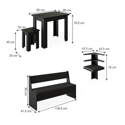 Groupe De Banquettes Dangle Roman 40265 Noir 180x180cm Avec Table