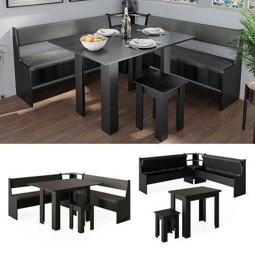 Groupe De Banquettes Dangle Roman 40265 Noir 180x180cm Avec Table