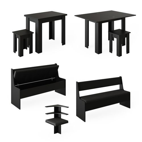 Groupe De Banquettes Dangle Roman 40265 Noir 180x180cm Avec Table