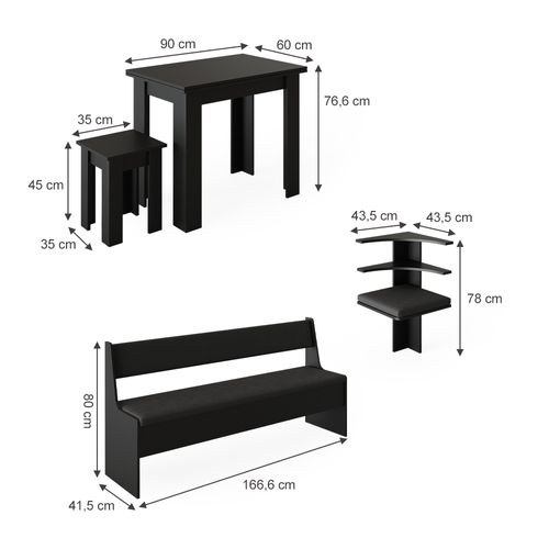 Groupe De Banquettes Dangle Roman 40267 Noir 210x210cm Avec Table