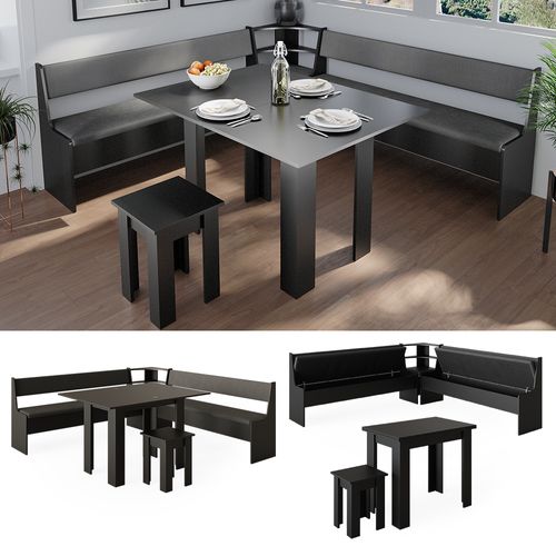 Groupe De Banquettes Dangle Roman 40267 Noir 210x210cm Avec Table