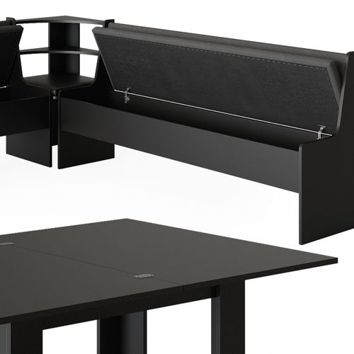 Groupe De Banquettes Dangle Roman 40267 Noir 210x210cm Avec Table