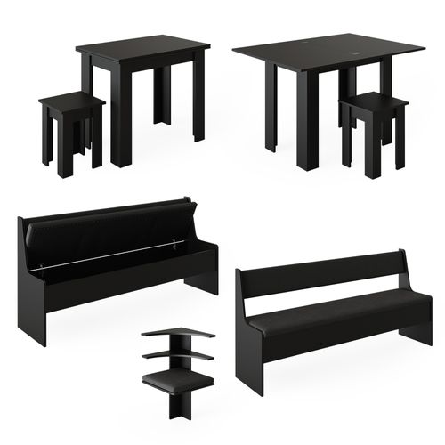 Groupe De Banquettes Dangle Roman 40267 Noir 210x210cm Avec Table