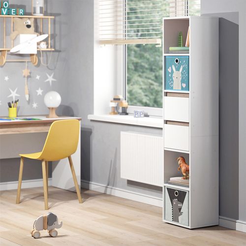 Bibliothèque Enfant Robert 40375 Blanc 36.2x171cm Avec Boxes Pliants Multicolores