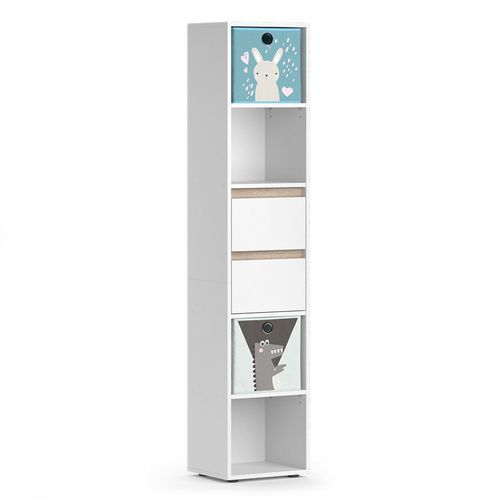 Bibliothèque Enfant Robert 40375 Blanc 36.2x171cm Avec Boxes Pliants Multicolores