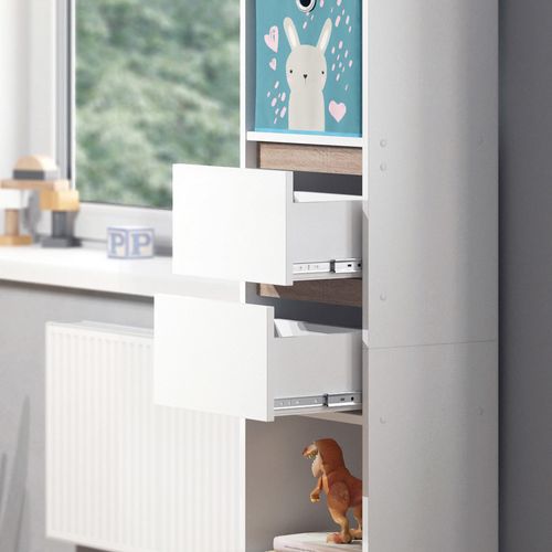 Bibliothèque Enfant Robert 40375 Blanc 36.2x171cm Avec Boxes Pliants Multicolores