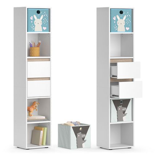 Bibliothèque Enfant Robert 40375 Blanc 36.2x171cm Avec Boxes Pliants Multicolores