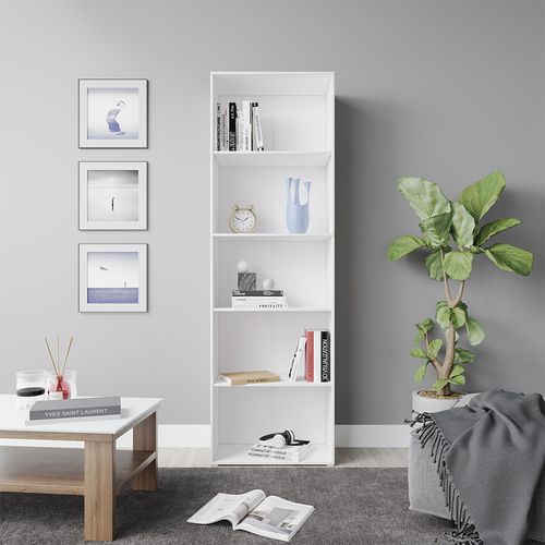 Bibliothèque Bob 40278 Blanc 60x190cm Avec 5 Compartiments