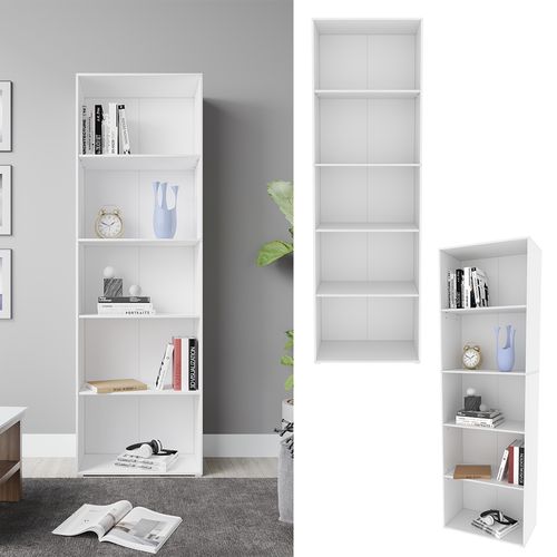 Bibliothèque Bob 40278 Blanc 60x190cm Avec 5 Compartiments