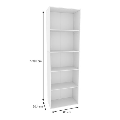 Bibliothèque Bob 40278 Blanc 60x190cm Avec 5 Compartiments