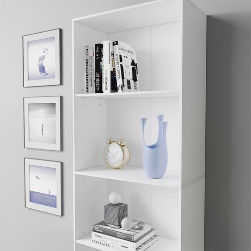 Bibliothèque Bob 40278 Blanc 60x190cm Avec 5 Compartiments