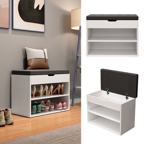 Meuble Pour Chaussures Titus, Blanc, 60x45cm Avec Support