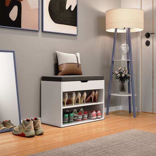 Meuble Pour Chaussures Titus, Blanc, 60x45cm Avec Support