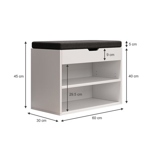 Meuble Pour Chaussures Titus, Blanc, 60x45cm Avec Support