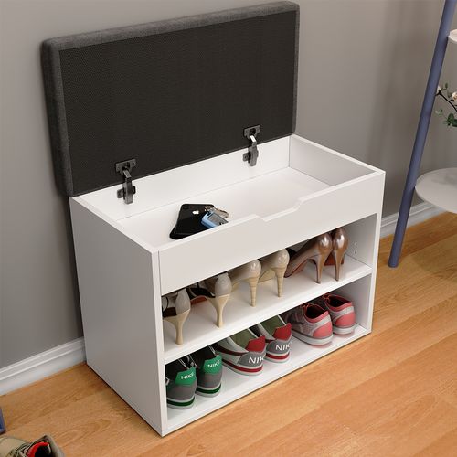 Meuble Pour Chaussures Titus, Blanc, 60x45cm Avec Support