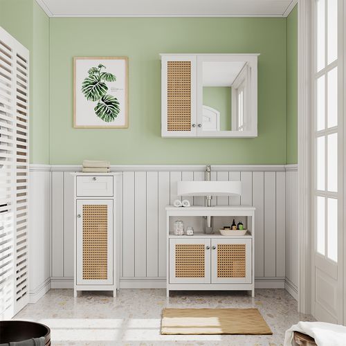 Ensemble Meubles Bain Rosario, Blanc, 3 Pièces