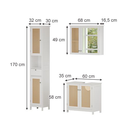 Ensemble Meubles Bain Rosario, Blanc, 3 Pièces