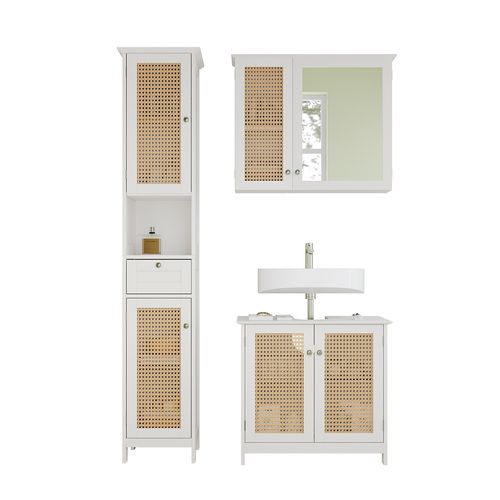 Ensemble Meubles Bain Rosario, Blanc, 3 Pièces