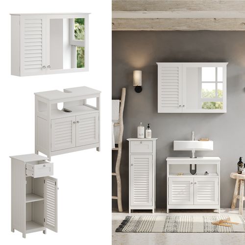 Meubles Bain Riad 40460 Blanc 3 Pièces, Option 1