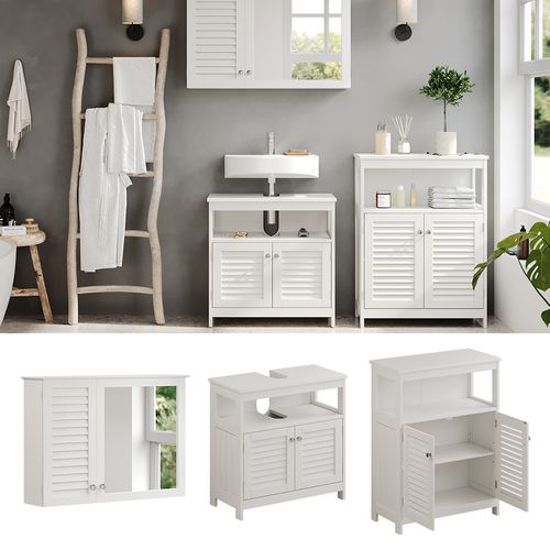 Ensemble De Meubles De Salle De Bain Riad, Blanc, 3 Pièces