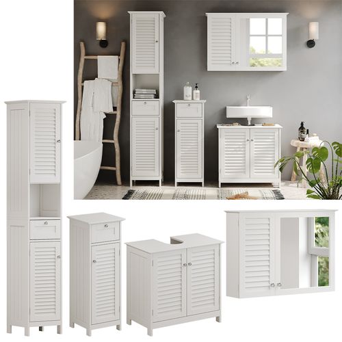 Ensemble De Meubles De Salle De Bain Riad, Blanc, 4 Pièces