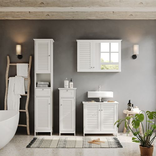 Ensemble De Meubles De Salle De Bain Riad, Blanc, 4 Pièces