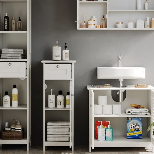 Ensemble De Meubles De Salle De Bain Riad, Blanc, 4 Pièces