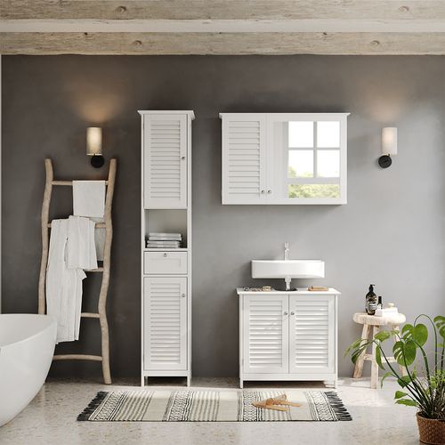 Ensemble De Meubles De Salle De Bain Riad, Blanc, 3 Pièces