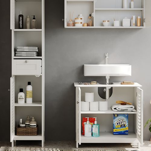 Ensemble De Meubles De Salle De Bain Riad, Blanc, 3 Pièces