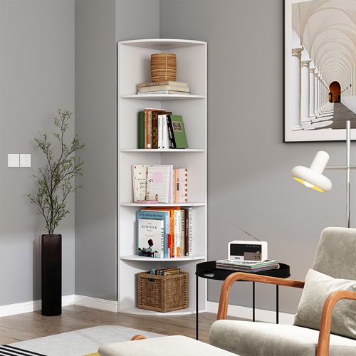 Étagère Dangle Fabienne, Blanc, 40x180cm Avec 5 Compartiments