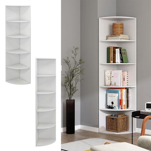 Étagère Dangle Fabienne, Blanc, 40x180cm Avec 5 Compartiments