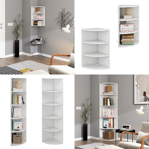Étagère Dangle Fabienne, Blanc, 40x180cm Avec 5 Compartiments