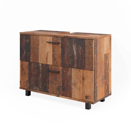 Meuble Sous Vasque Simple Ilias 40488 Chêne Rustique 80x60.8cm Avec 2 Tiroirs