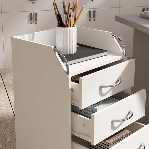 Caisson Roulant Gwendolyn 40310 Blanc 36x40cm Avec 4 Tiroirs