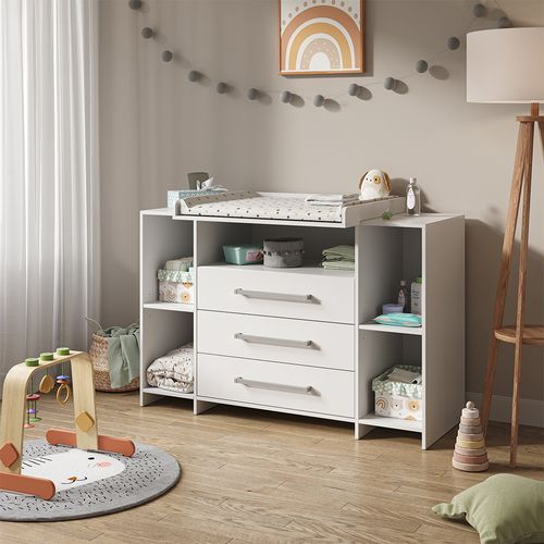 Commode à Langer Oskar 40342 Blanc 143x100cm XL Avec Tiroirs