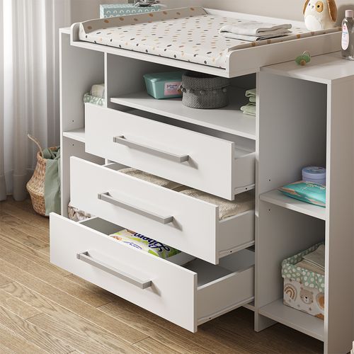 Commode à Langer Oskar 40342 Blanc 143x100cm XL Avec Tiroirs