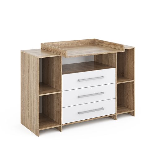 Commode à Langer Oskar 40347 Blanc/sonoma 143x100cm XL Avec Tiroirs