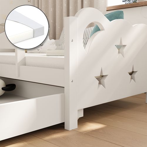 Lit Pour Enfant Jessica 40346 Blanc 70x140 Cm Avec Tiroir Et Matelas