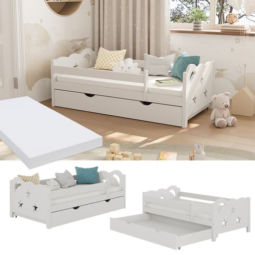 Lit Pour Enfant Jessica 40346 Blanc 70x140 Cm Avec Tiroir Et Matelas