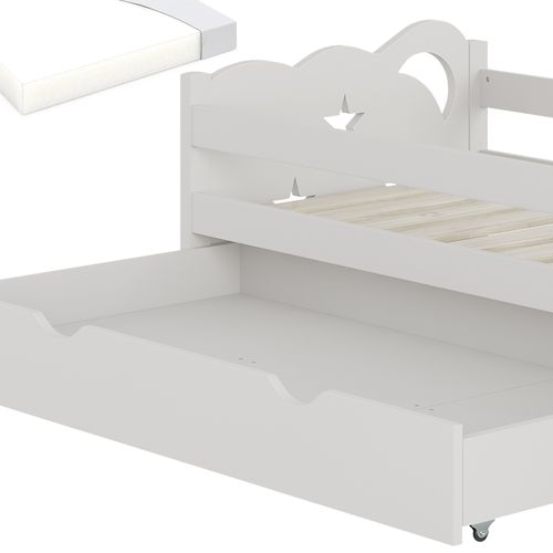 Lit Pour Enfant Jessica 40346 Blanc 70x140 Cm Avec Tiroir Et Matelas