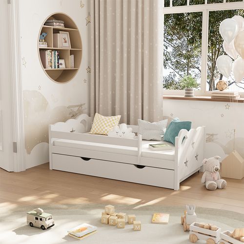 Lit Pour Enfant Jessica 40346 Blanc 70x140 Cm Avec Tiroir Et Matelas