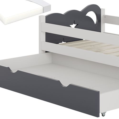 Lit Denfant Jessica 40341 Gris 70x140 Cm Avec Tiroir Et Matelas
